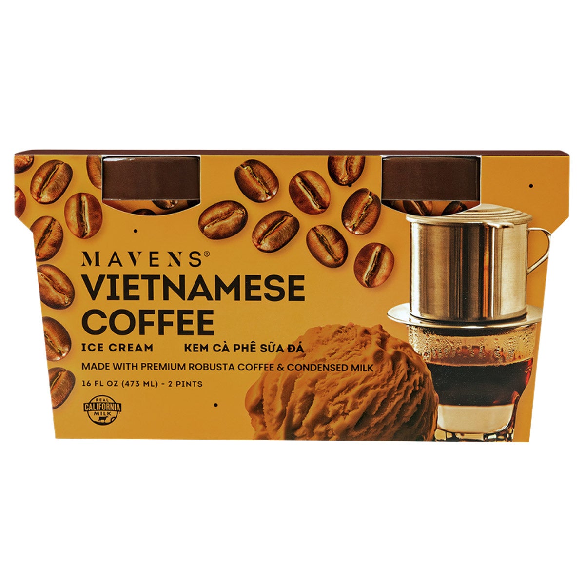 Maven's Creamery Vietnamese Coffee Ice Cream 2-Pack, 32 Ounces - Image 1