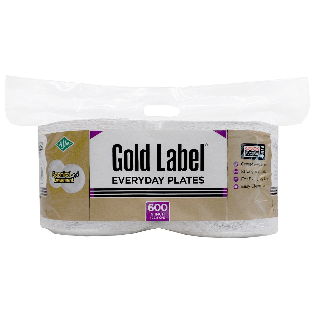 AJM 9" Coated Paper Plate 600 Count Package - Image 1