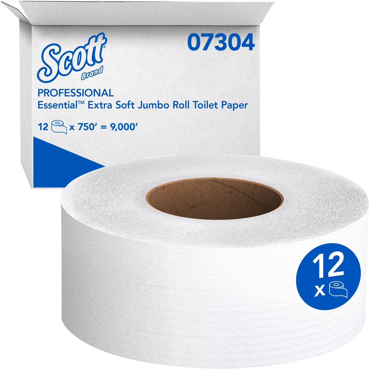 Cottonelle JRT Jr. Jumbo Roll Bath Tissue, 2-Ply, 12 Rolls (KCC07304) - Image 1