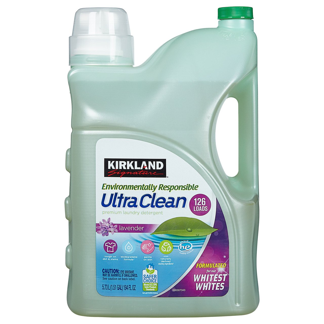 Kirkland Signature Environmentally Responsible HE Liquid Laundry Detergent, Lavender, 126 Loads, 194 fl oz - Image 1