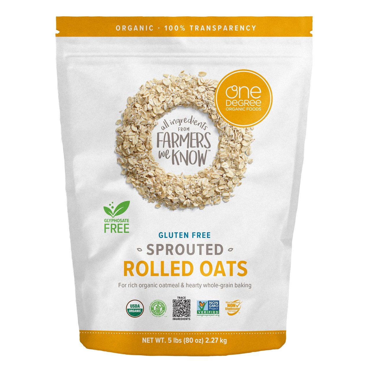 One Degree Gluten-Free Organic Rolled Oats 80 oz - Image 1