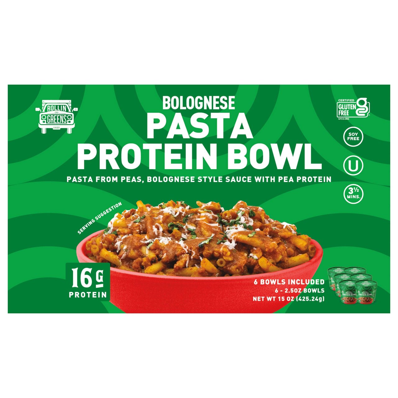Rollin' Greens Bolognese Pasta Protein Bowl, 6 x 2.5 oz - Image 1