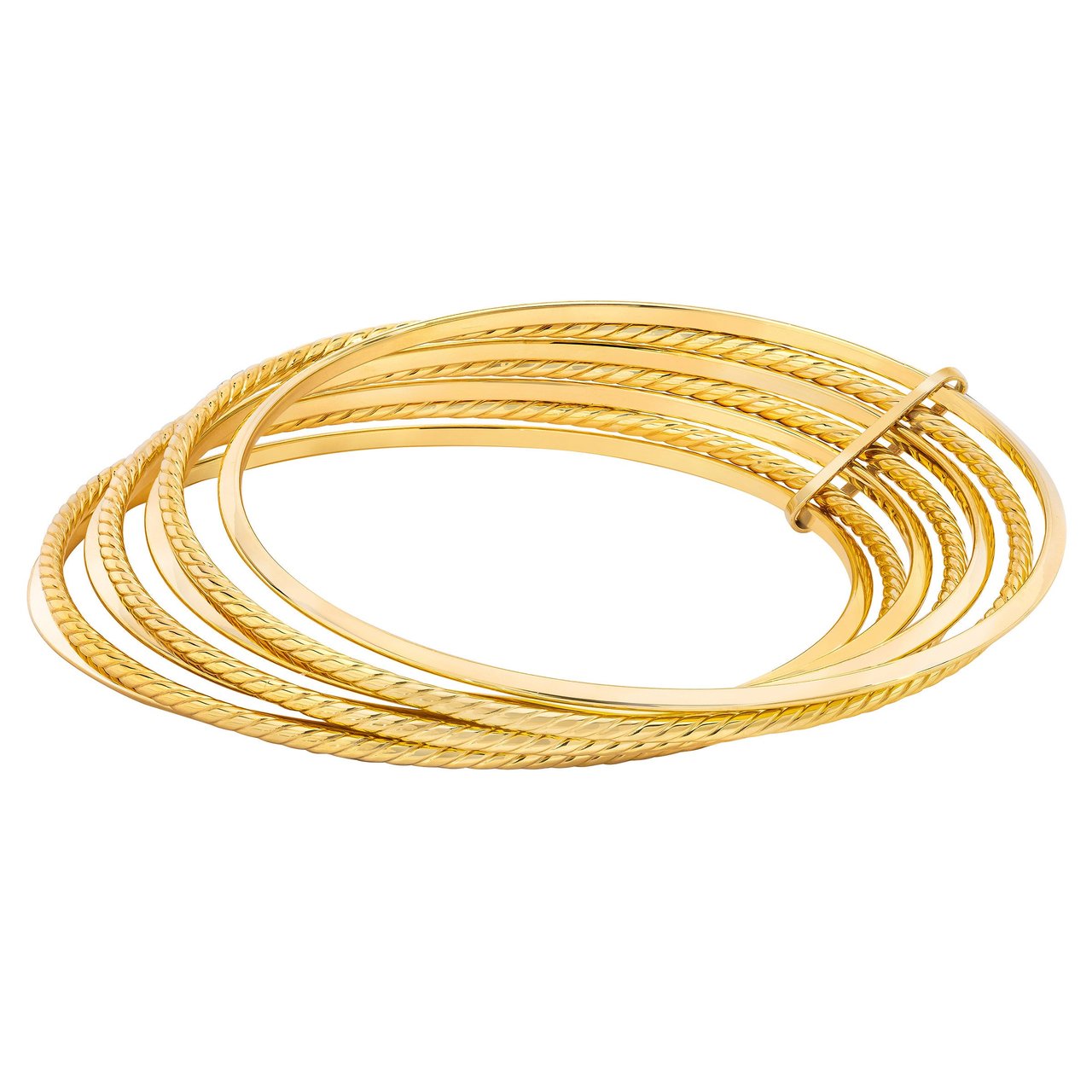 14kt Yellow Gold Seven Piece Bangle Made in Italy - Image 1