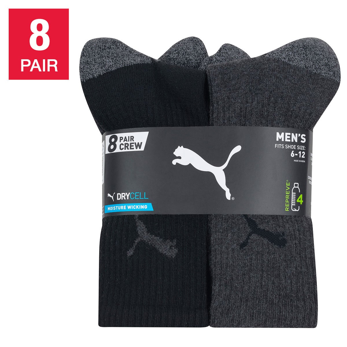 PUMA Men's Crew Sock, 8-Pair - Image 1