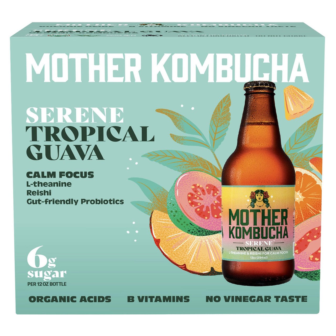 Mother Kombucha Organic Serene Tropical Guava 6/12 oz - Image 1