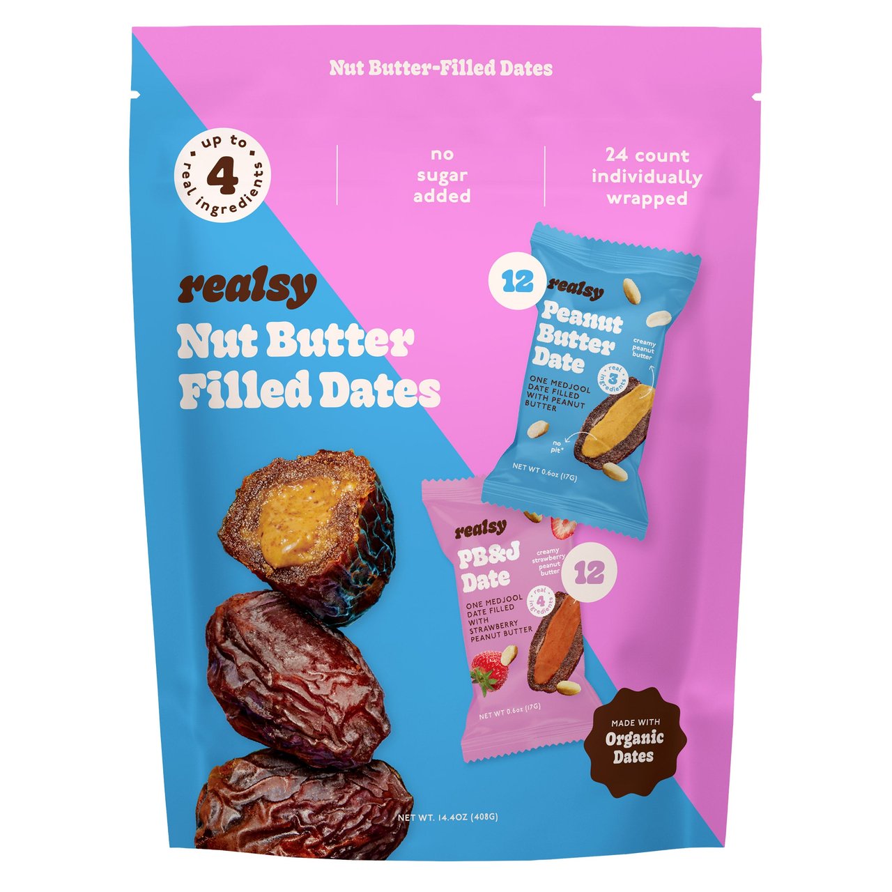 Realsy PB & J Filled Dates, 14.4 Oz Bag - Image 1