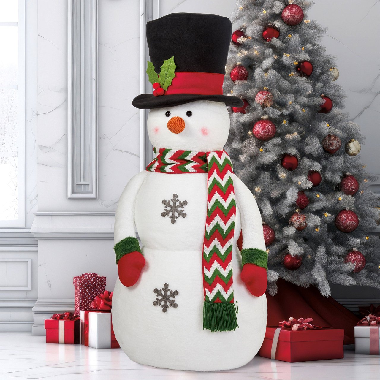 48" Plush Snowman with Classic Top Hat - Image 1