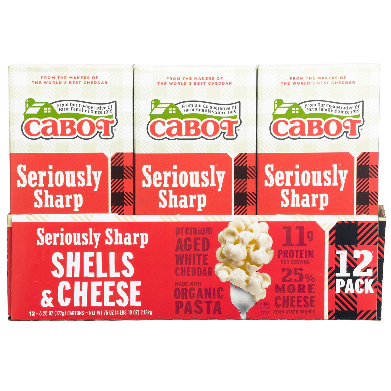 Cabot Seriously Sharp Shells & Cheese, 12/6.25 oz (4.7 lb) - Image 1