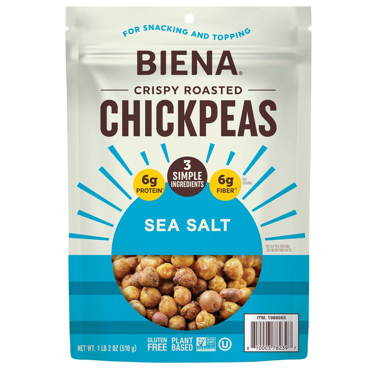 Biena Roasted Chickpeas Sea Salt 18 oz - Image 1