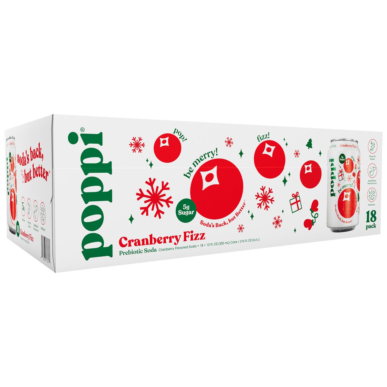 POPPI PREBIOTIC SODA CRANBERRY FIZZ 18/12 OZ