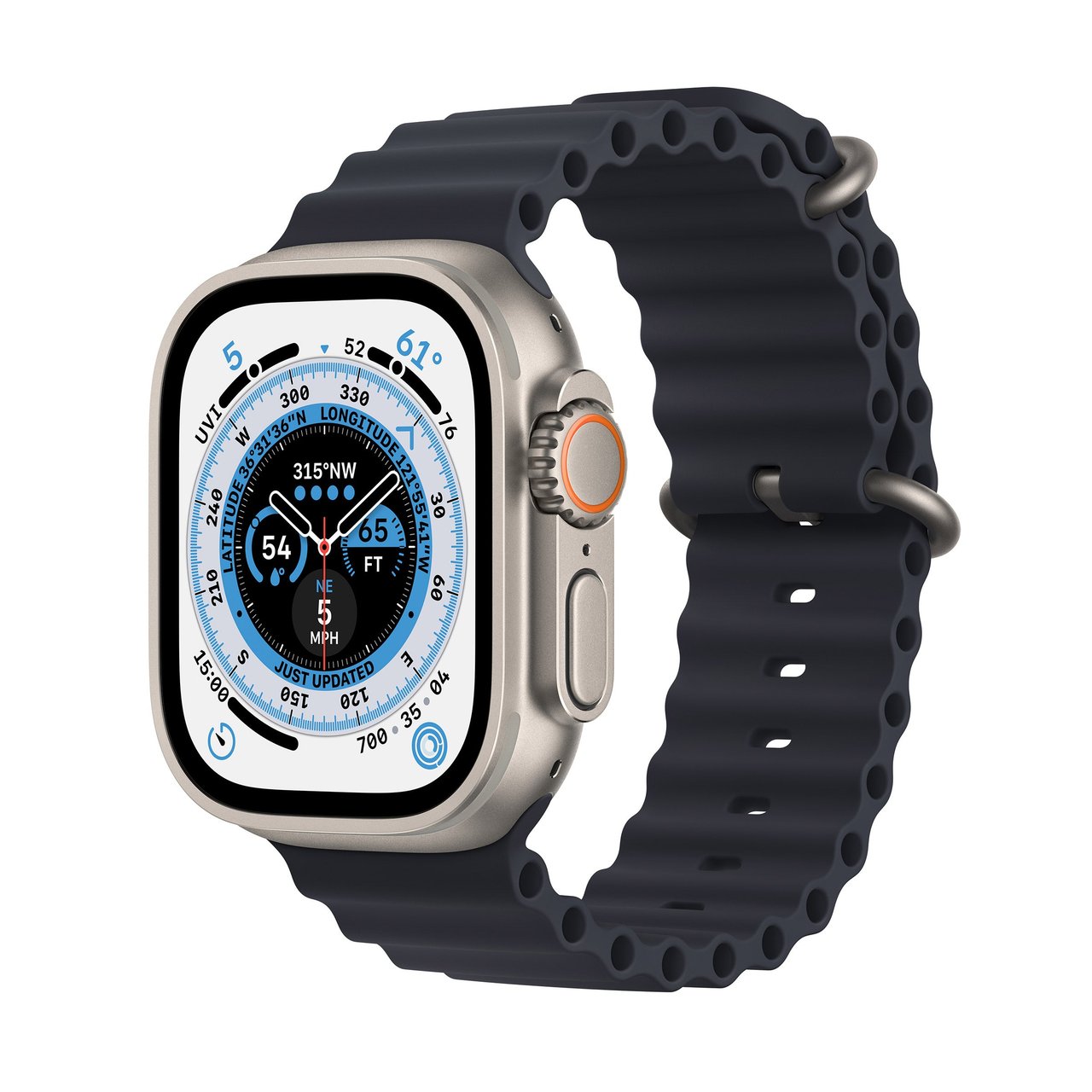 Apple Watch Ultra LTE Titanium Case with Midnight Ocean Band, 49mm (MQET3LL/A)
