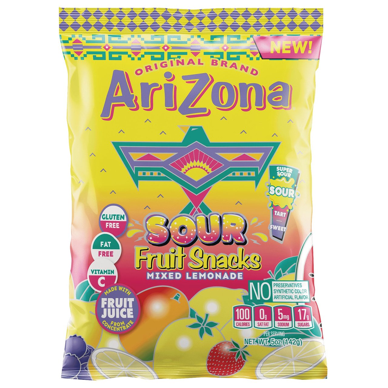 AriZona Sour Mixed Lemonade Fruit Snacks, 12-Count, 5 oz Bags - Image 1