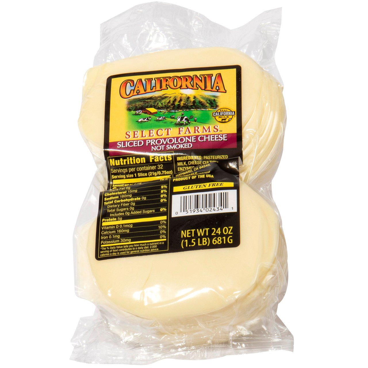 California Select Farm Sliced Provolone 1.5 lbs - Image 1