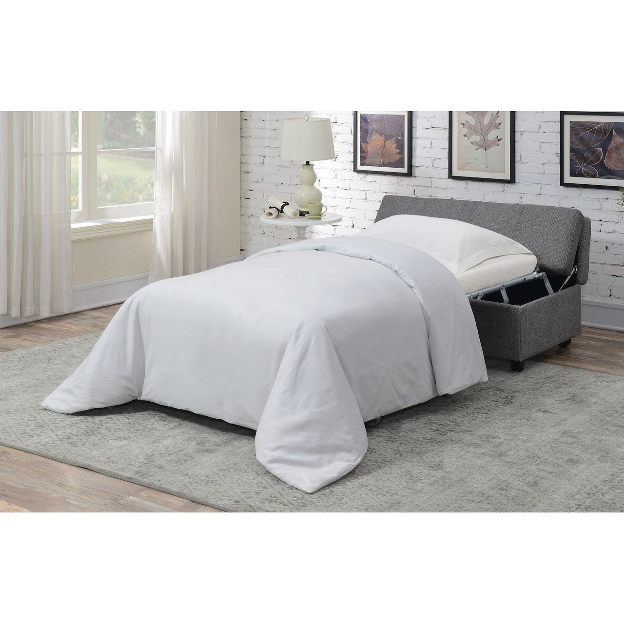 Synergy Home Fabric Sleeper Ottoman - Image 1
