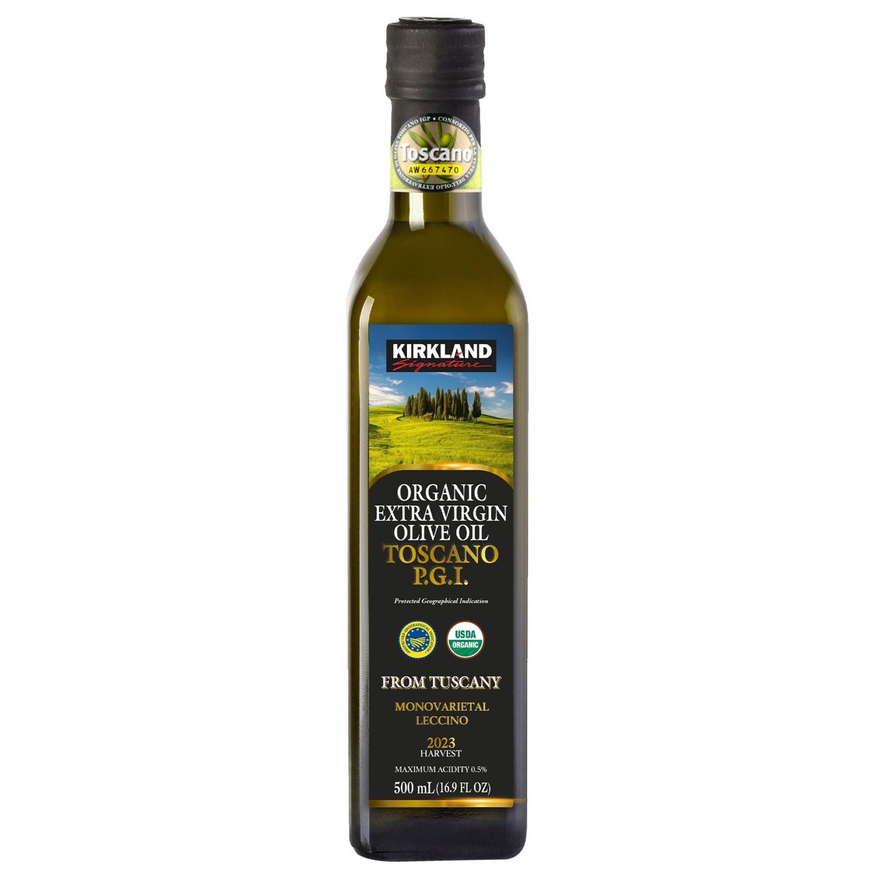 Kirkland Signature Organic Toscano PGI Extra Virgin Olive Oil 500 ML - Image 1