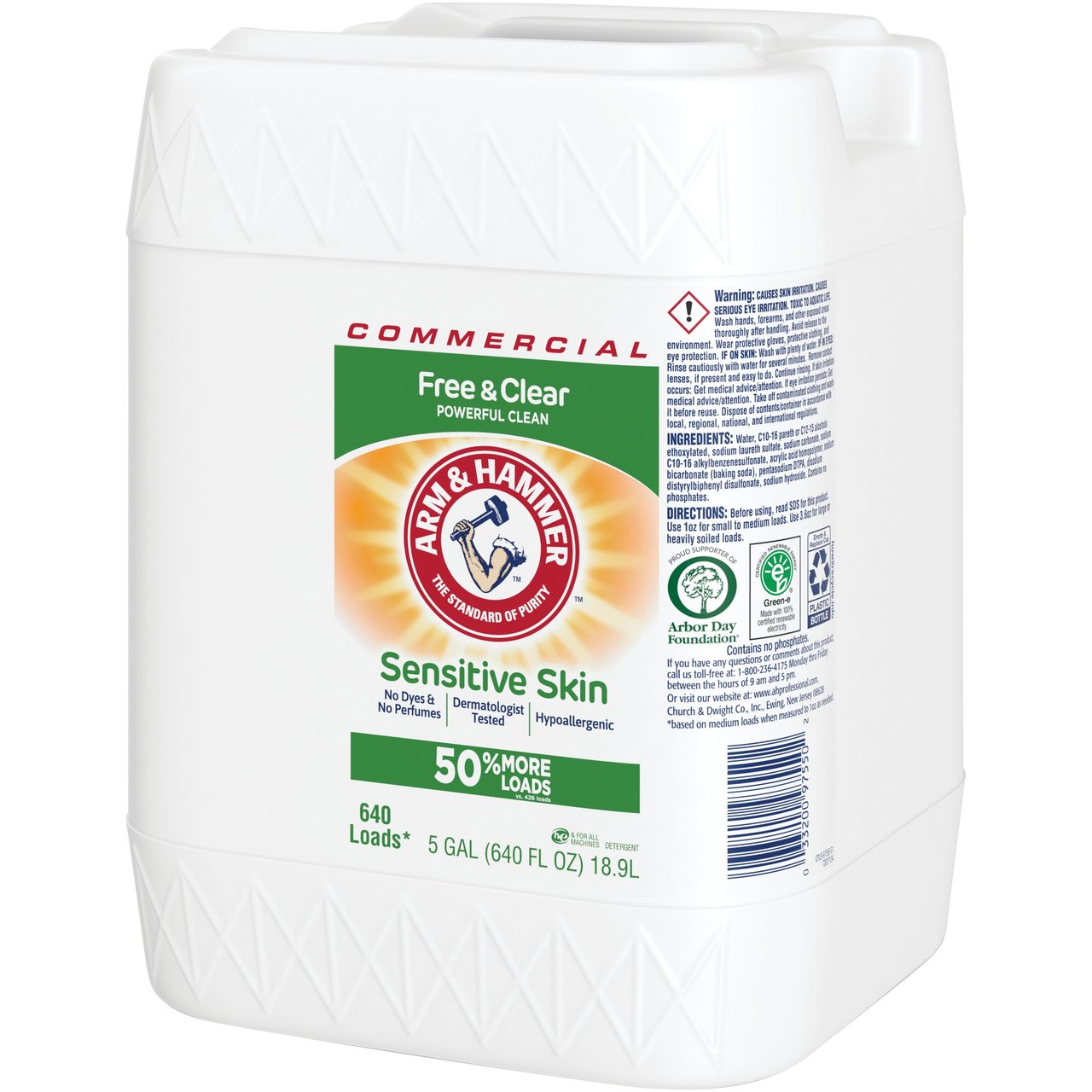 Arm & Hammer Commercial Liquid Laundry Detergent, Free and Clear, HE Compatible, Unscented, 5 Gallon - Image 1
