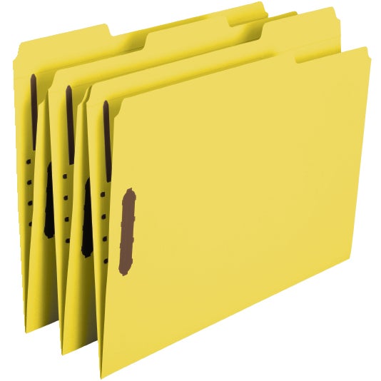 Smead Top Tab Fastener File Folders, Letter Size, Yellow, 2 Fasteners, 50/Box (12940) - Image 1