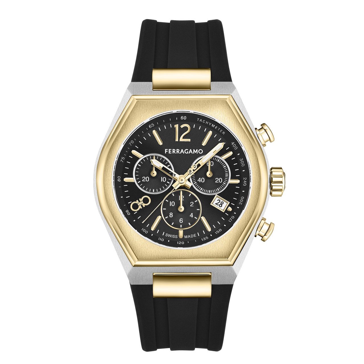 Ferragamo Tonneau Chrono Sunray Silicone Men's Watch, 42mm - Image 1