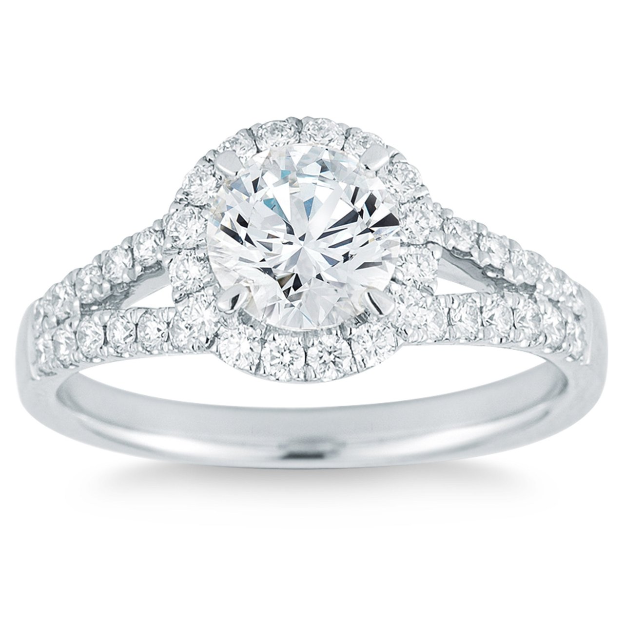 Platinum VS2, I Color 1.25 CTW Round Diamond Ring with 0.80 CT Center Stone - Image 1