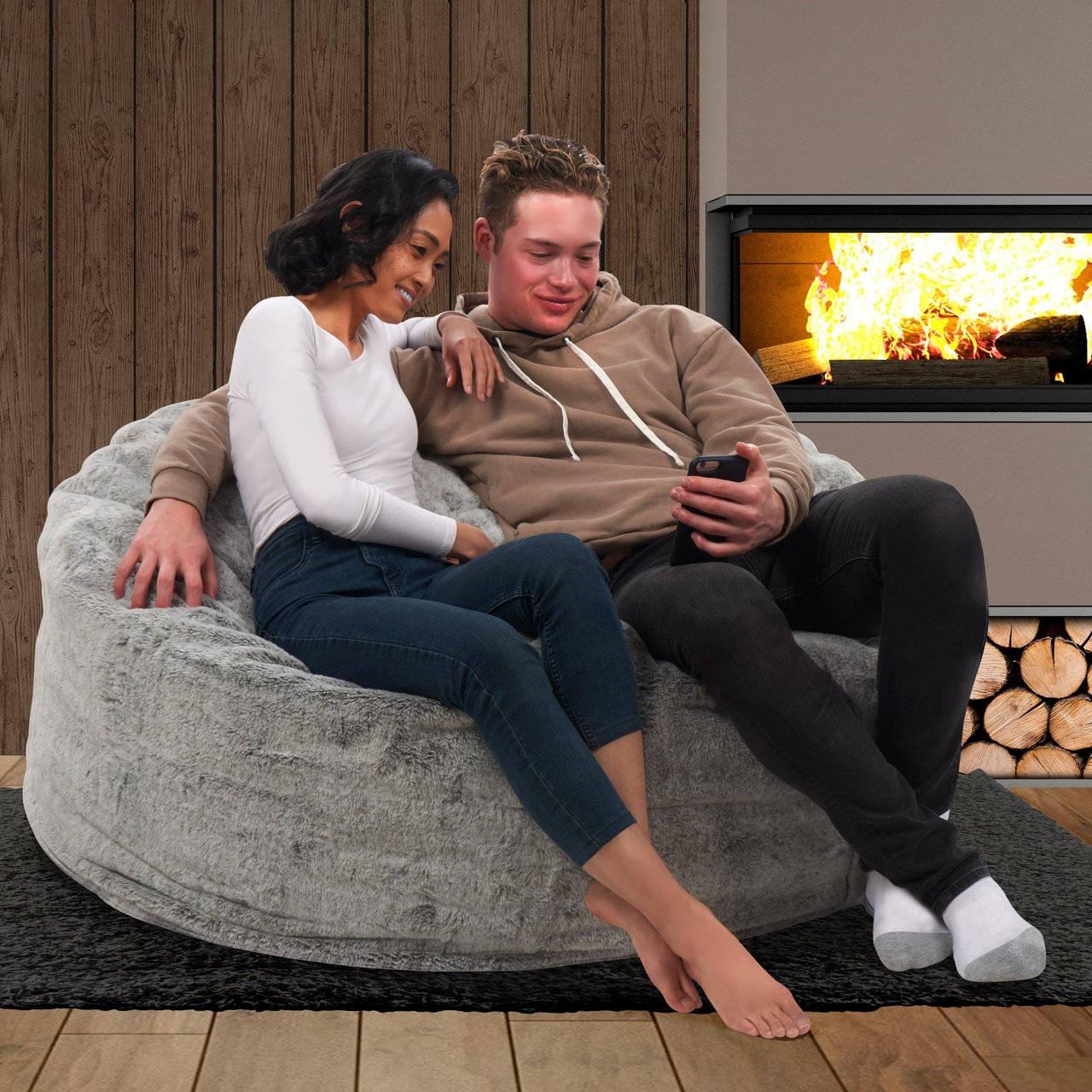 Lounge & Co. Jumbo Foam Lounger with Faux Fur Cover - Image 1