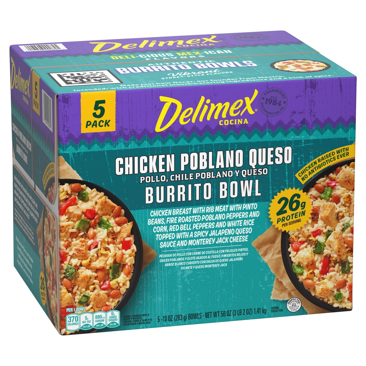 Delimex Burrito Bowl, Chicken Poblano Queso, 5 Count Box - Image 1