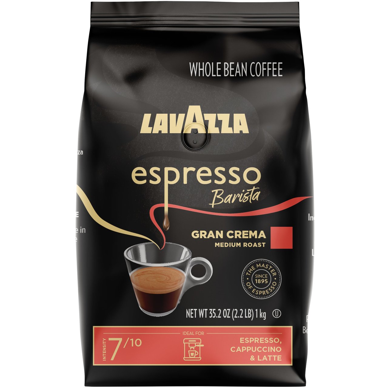 Lavazza Espresso Barista Gran Crema Whole Bean Coffee, Medium Roast, 2.2 lb