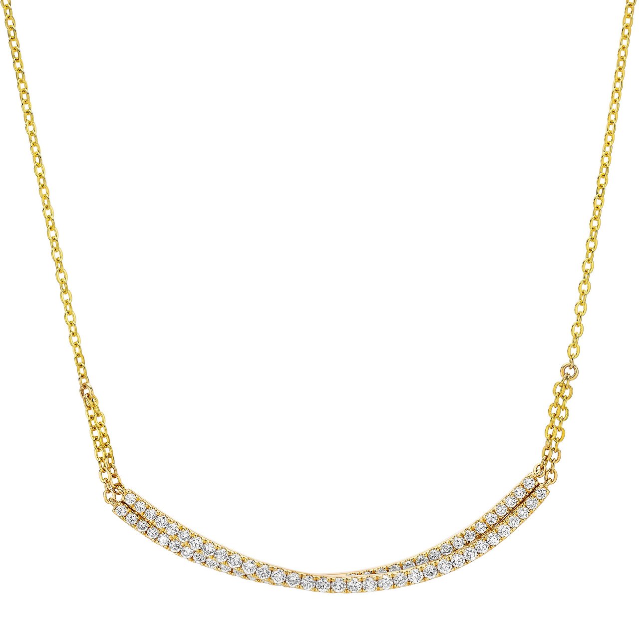 14KT Yellow Gold VS2 I 1.30CTW Round Brilliant Diamond Bar Necklace - Image 1