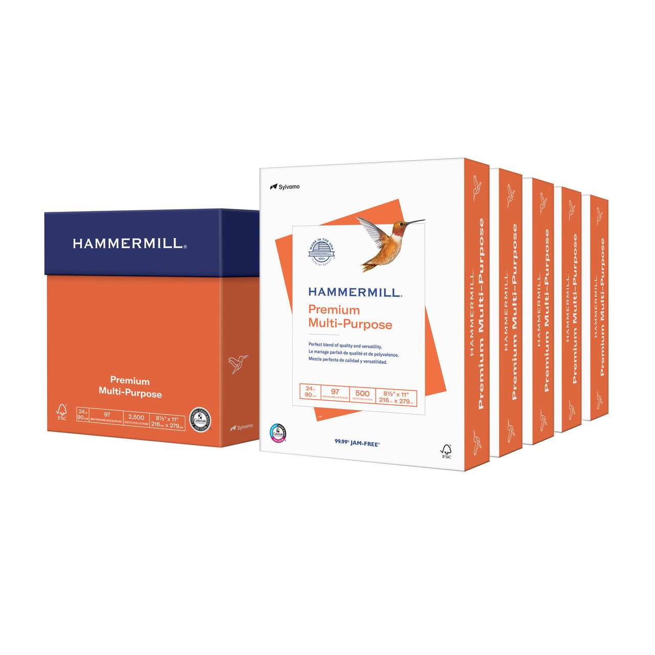 Hammermill Copy Plus 8.5" x 11" 24 lb White Copy Paper, 2500 Sheets (HAM105810) - Image 1