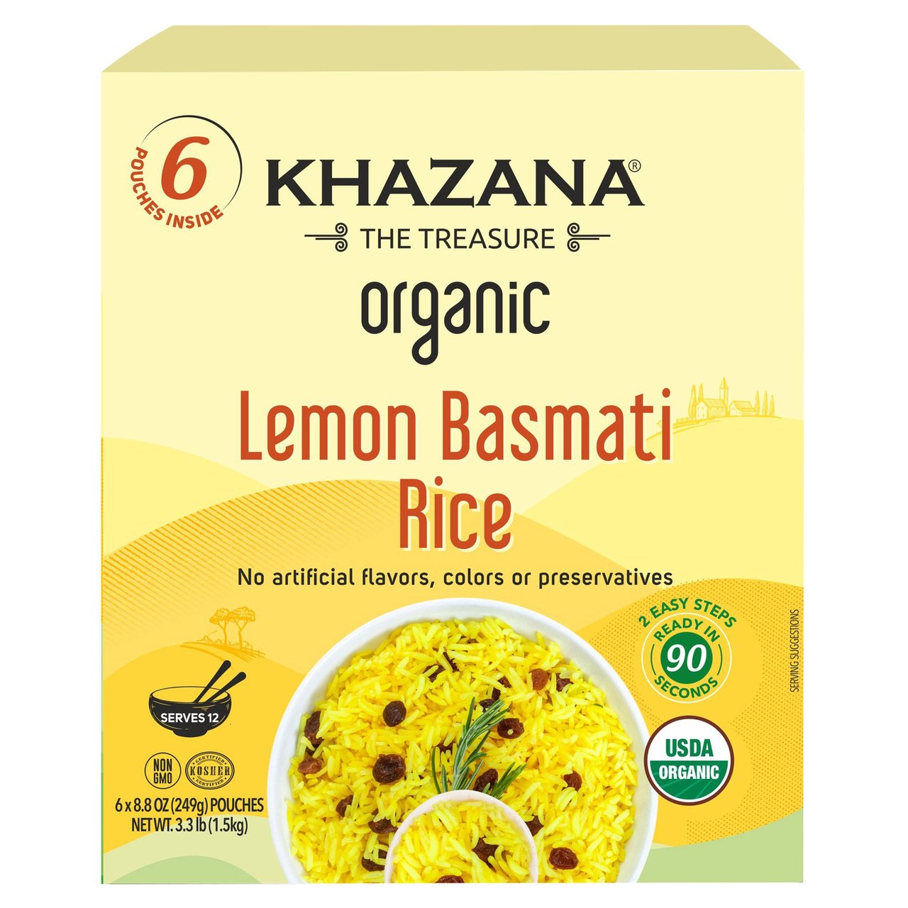 Khazana Organic Lemon Basmati Rice 6/8.8 oz - Image 1