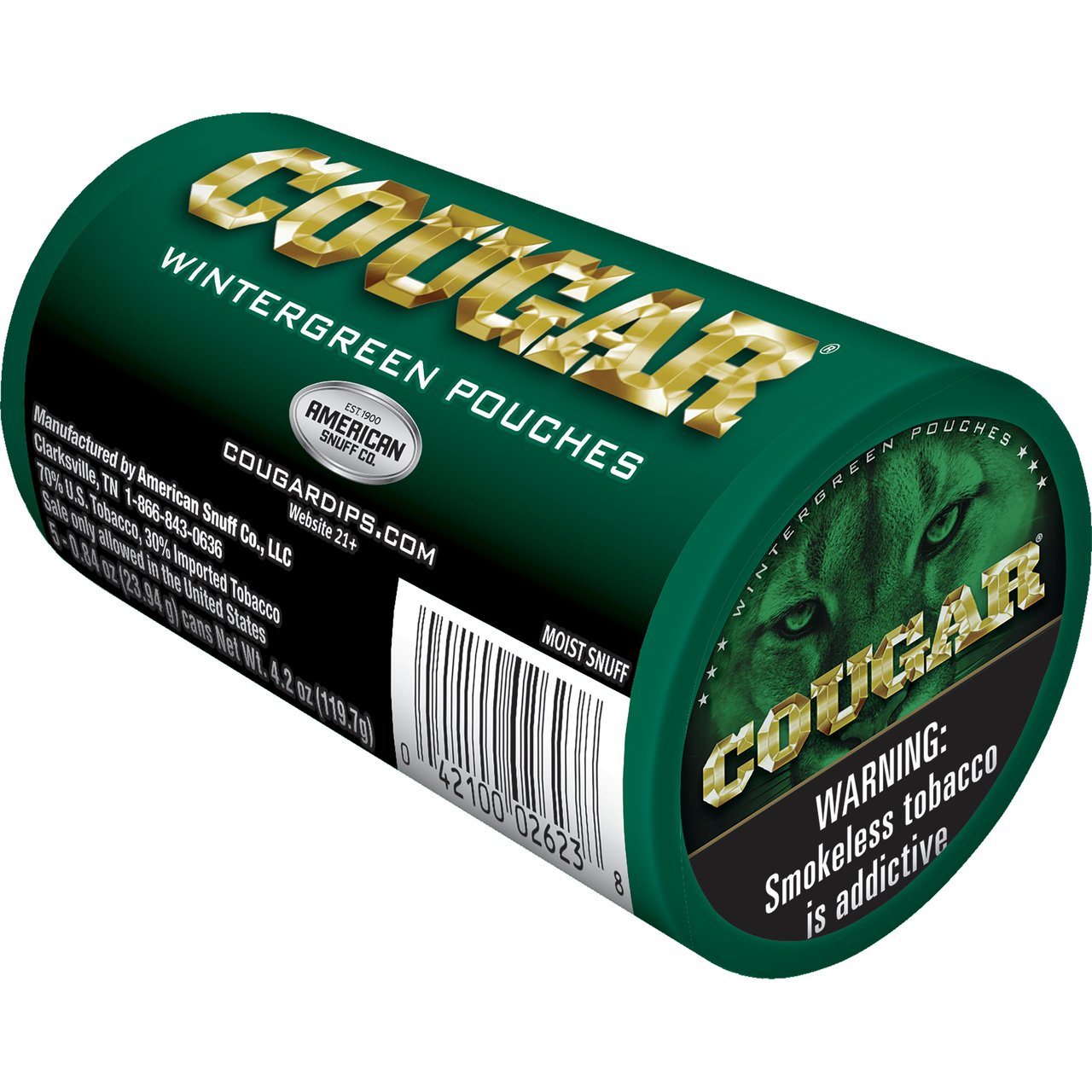 cougar tobacco pouches Cougar Wintergreen Pouch 5/.84 oz Can Roll (#1758635)