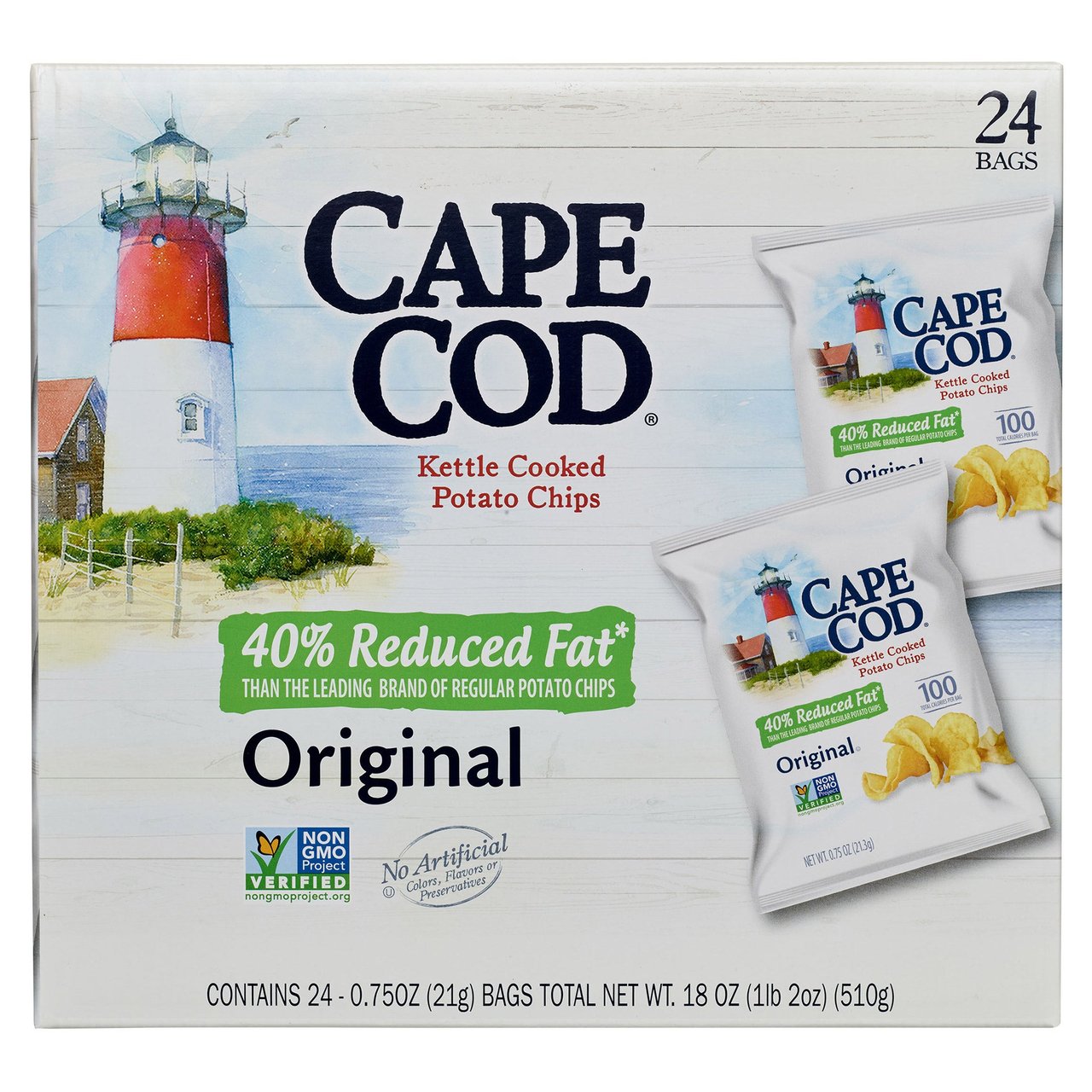 Cape Cod Original Kettle Cooked Potato Chips, 24 Count / 0.75 oz - Image 1
