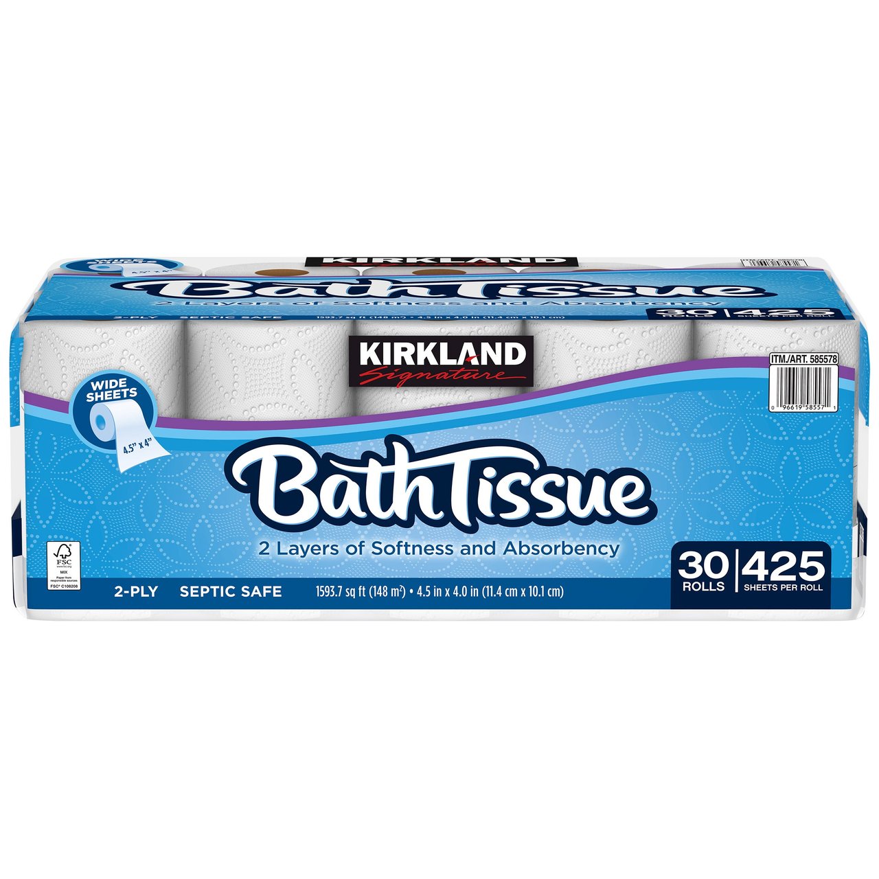 Kirkland Signature 2-Ply Bath Tissue, 30 Rolls, 425 Sheets Per Roll - Image 1