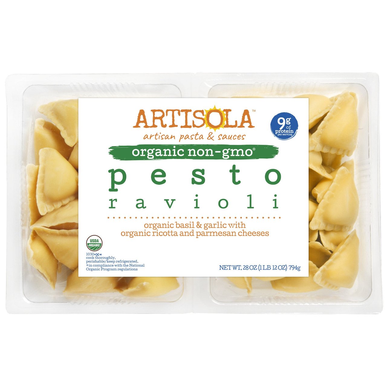 Organic Artisola Pesto Ravioli 2 Pack 14 Ounces Each - Image 1