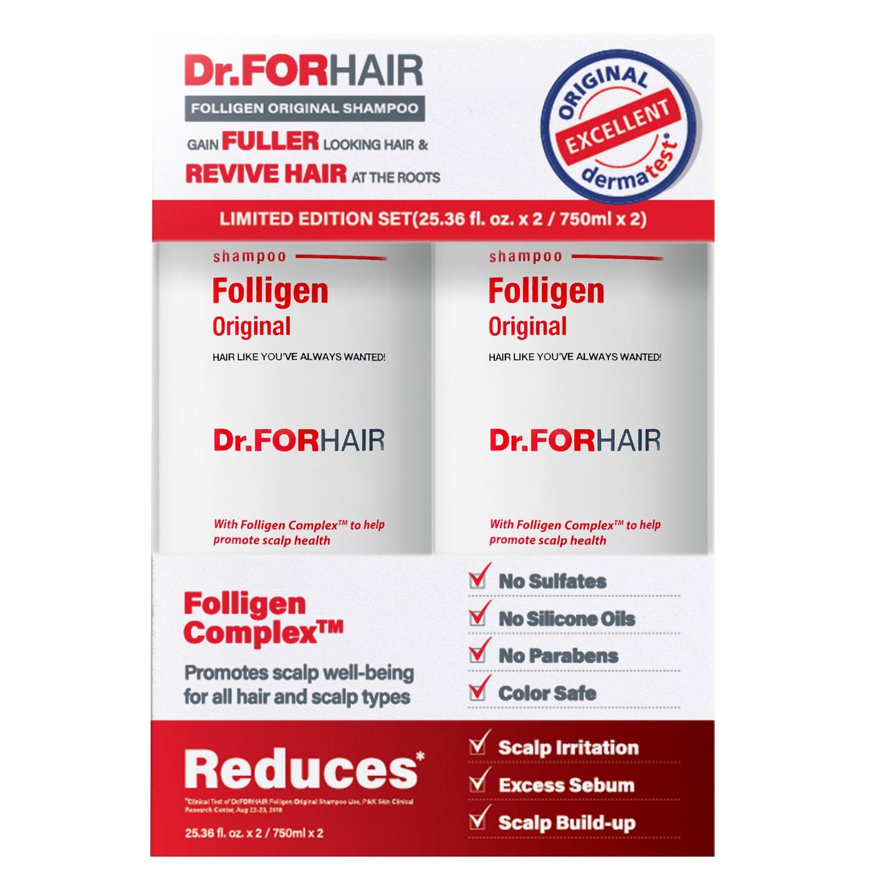 Dr. FORHAIR Folligen Anti-Thinning Biotin Shampoo 25 fl oz 2-Pack