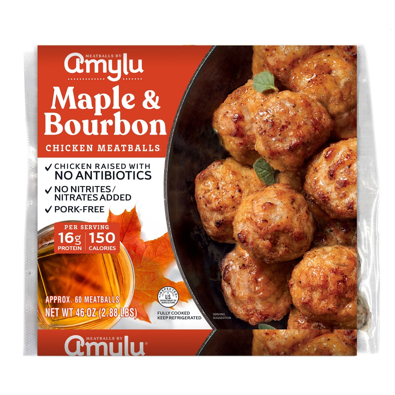Amylu Maple & Bourbon Chicken Meatballs, 3 Pounds - Image 1
