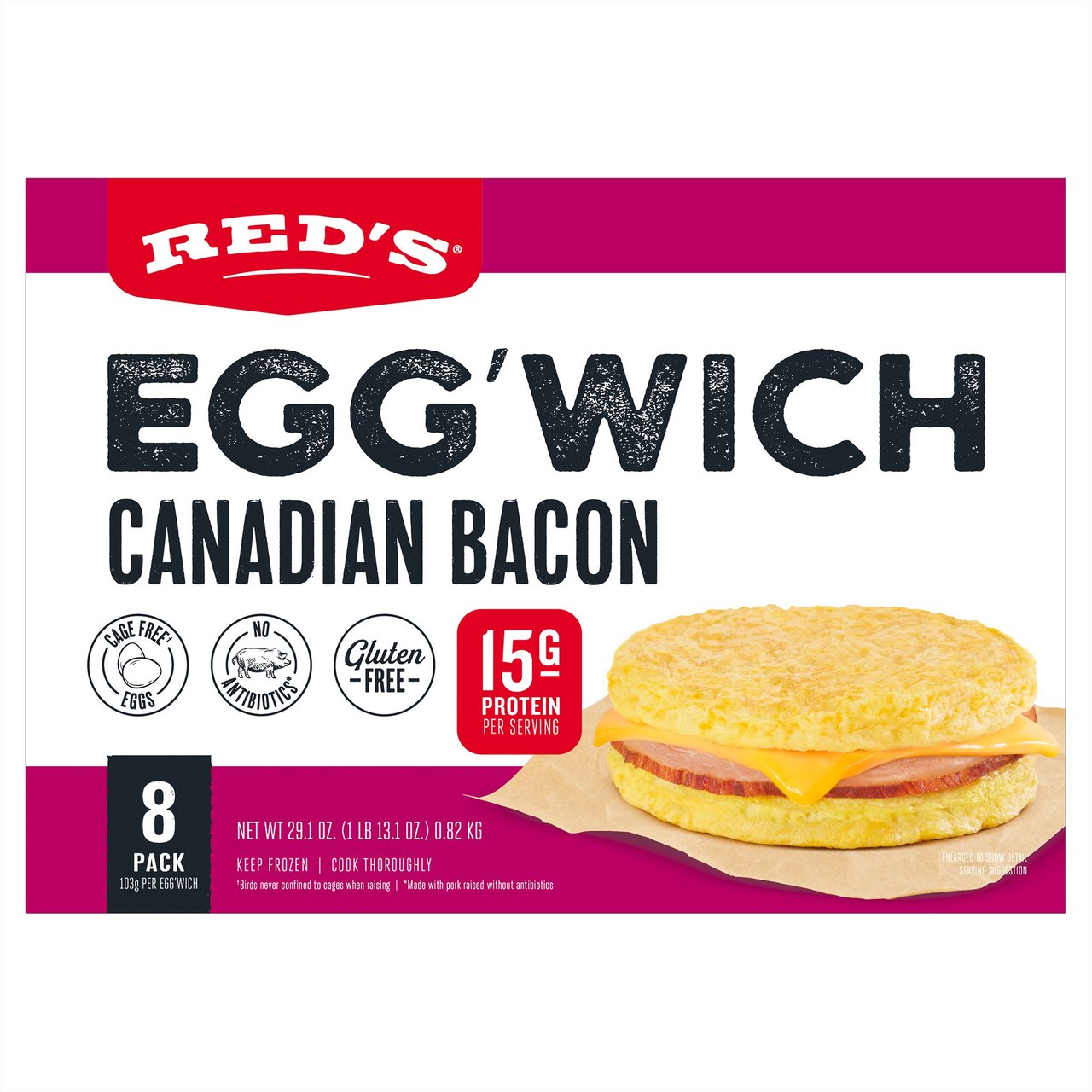 Red's Canadian Bacon Egg'Wich 8-Pack, 29.1 oz - Image 1