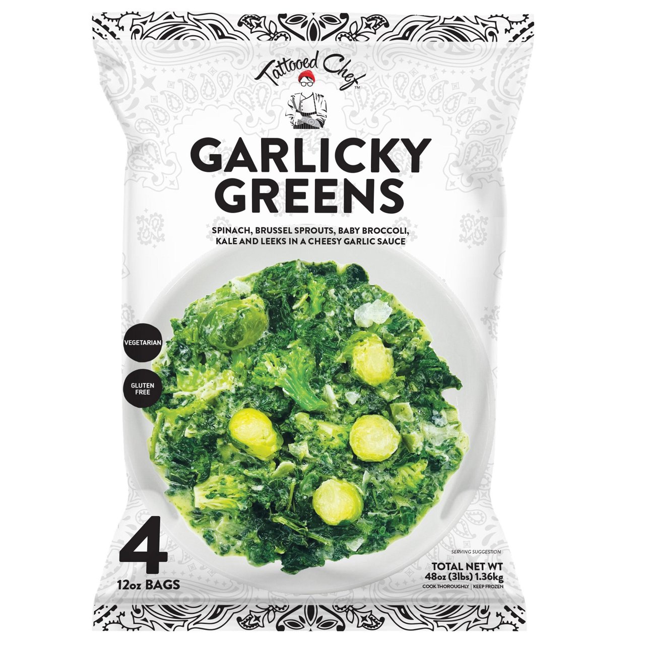 Tattooed Chef Garlicky Greens, 4/12 oz - Image 1