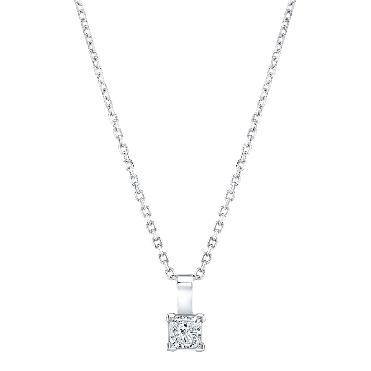 14KT White Gold VS2 I 0.50CT Princess Cut Diamond Pendant - Image 1