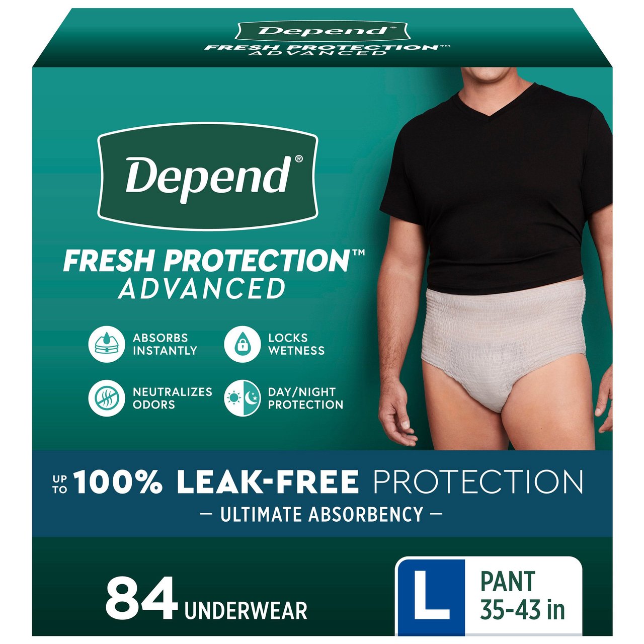 Depend Fresh Protection Advanced Underwear for Men, Ultimate Absorbency, Large, 84 CT - Image 1
