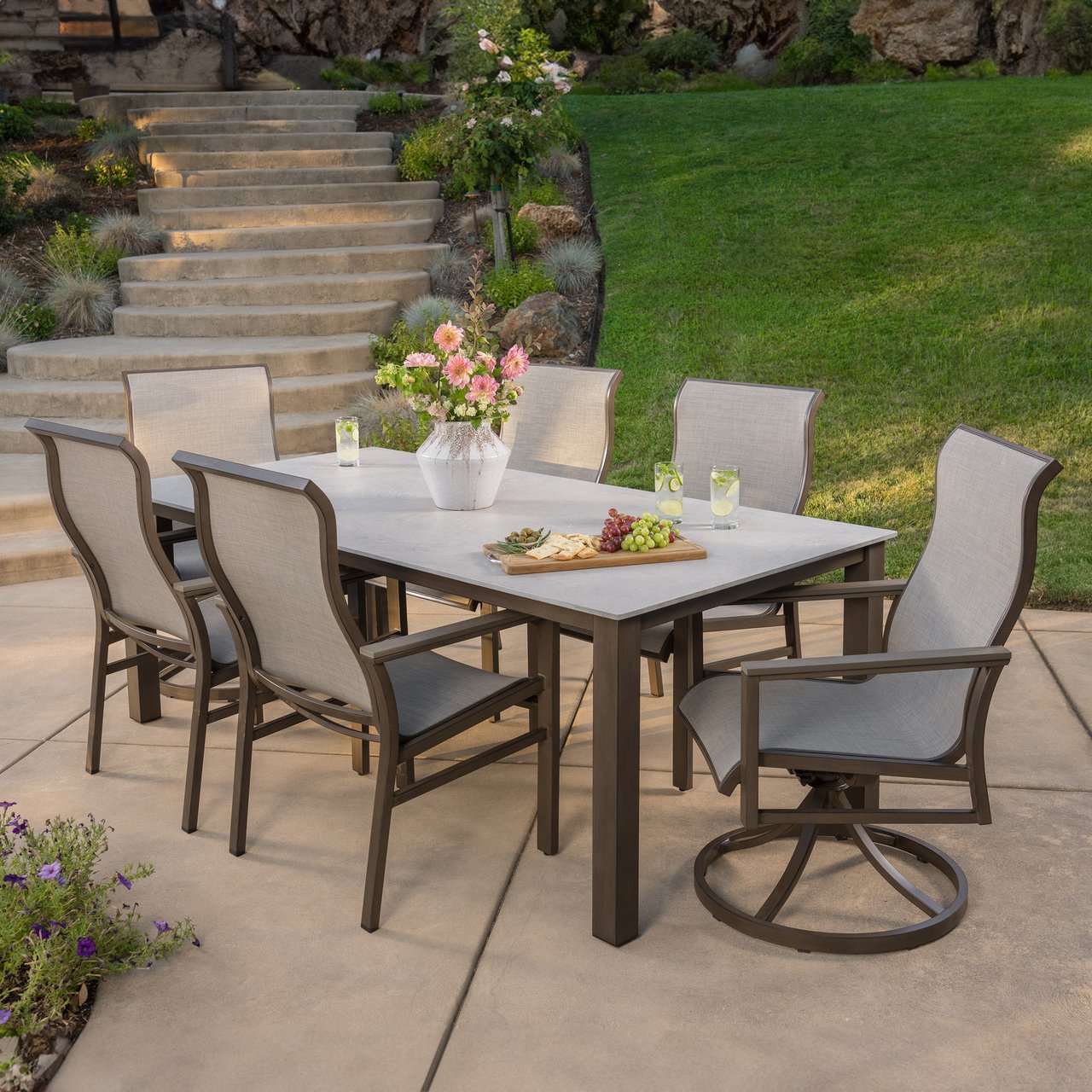 SunVilla Nichols 7-Piece Sling Dining Set - Image 1