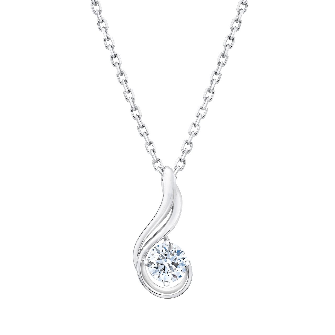 14kt White Gold VS2 I 0.60 CTW Round Diamond Solitaire Pendant - Image 1
