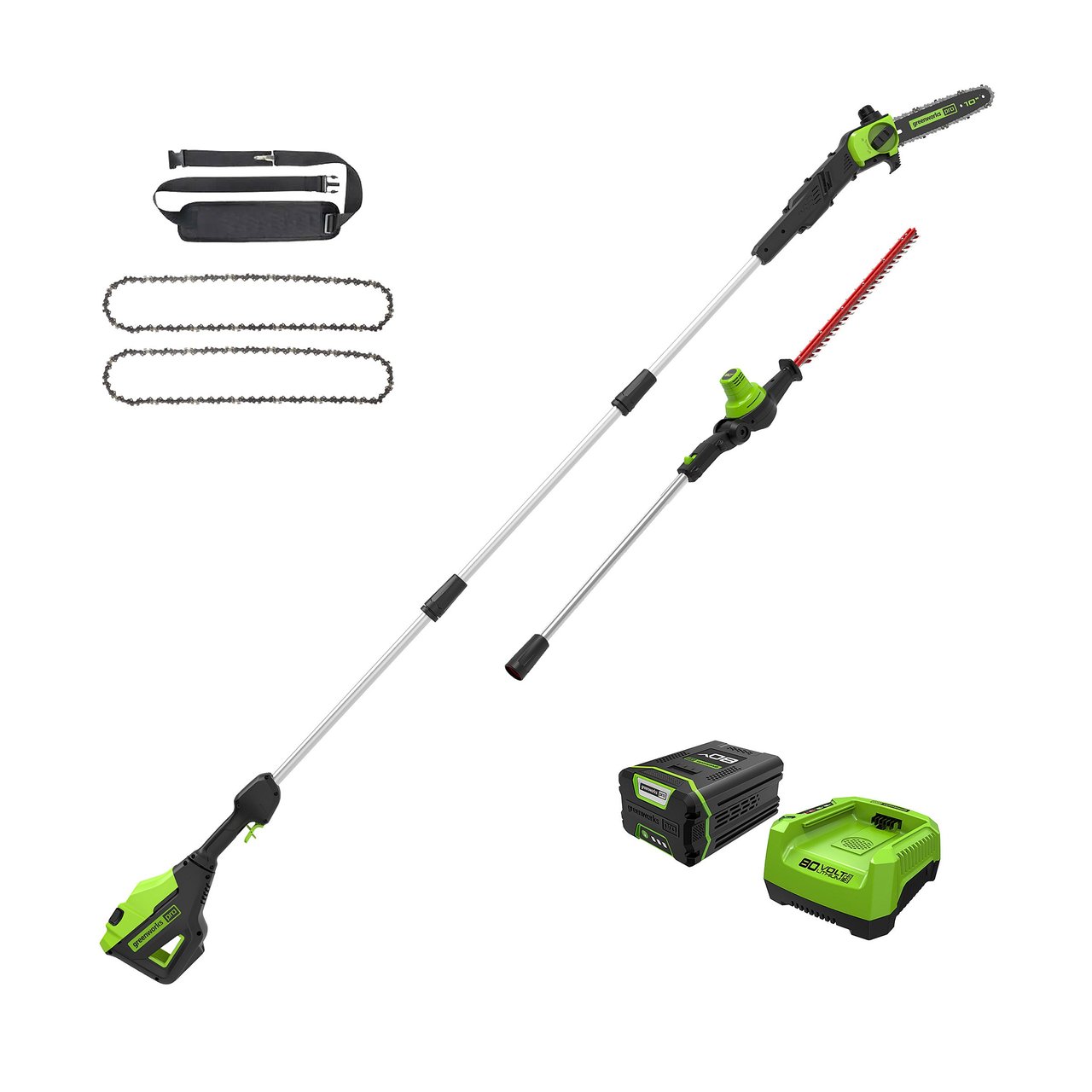 Greenworks 80V Gen 2 Pole Saw & Pole Hedge Trimmer Combo Kit - Image 1