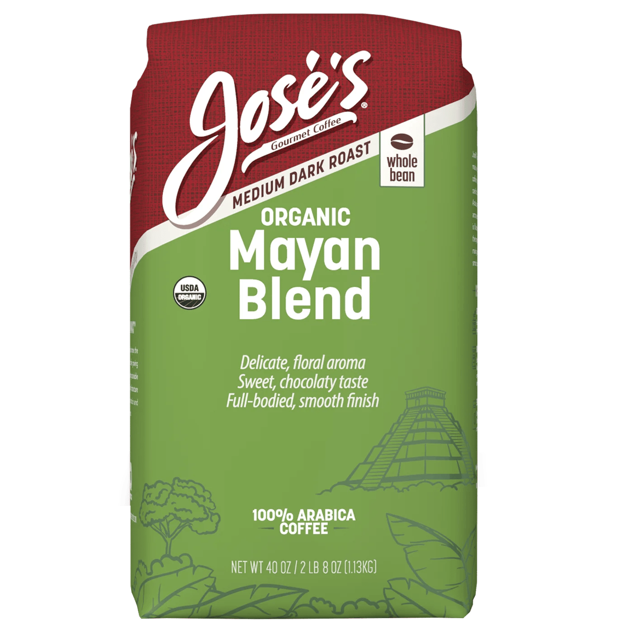 Jose's Organic Mayan Whole Bean Coffee 40 oz - Image 1