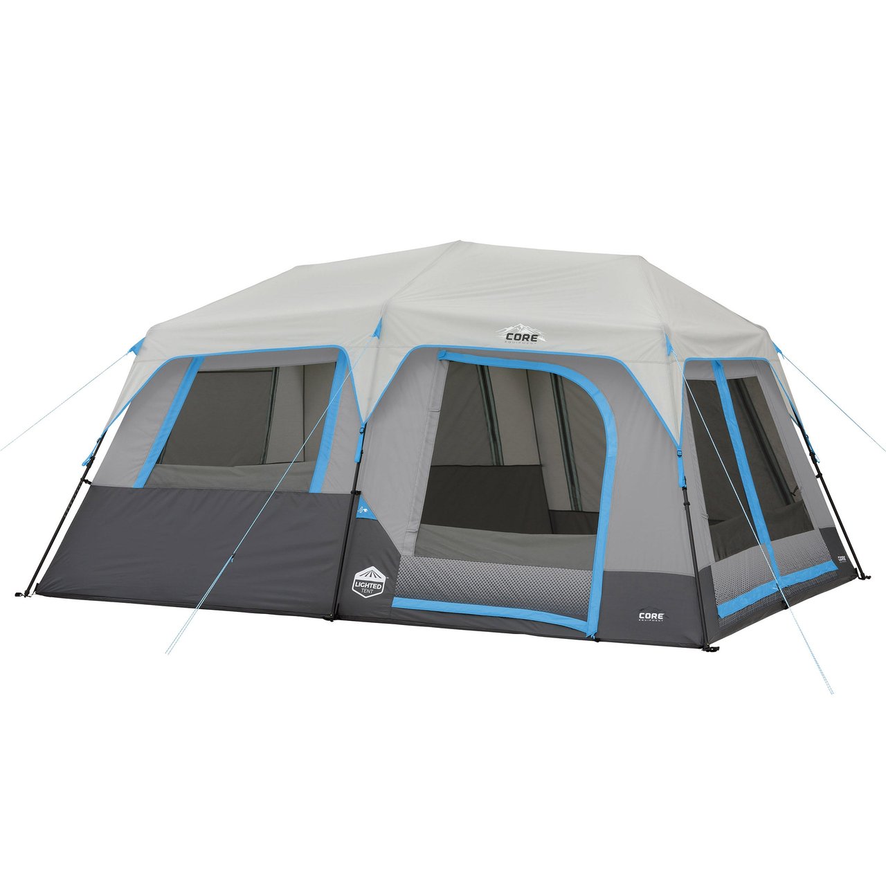 CORE 10-Person Lighted Instant Cabin Tent with Half-Fly - Image 1