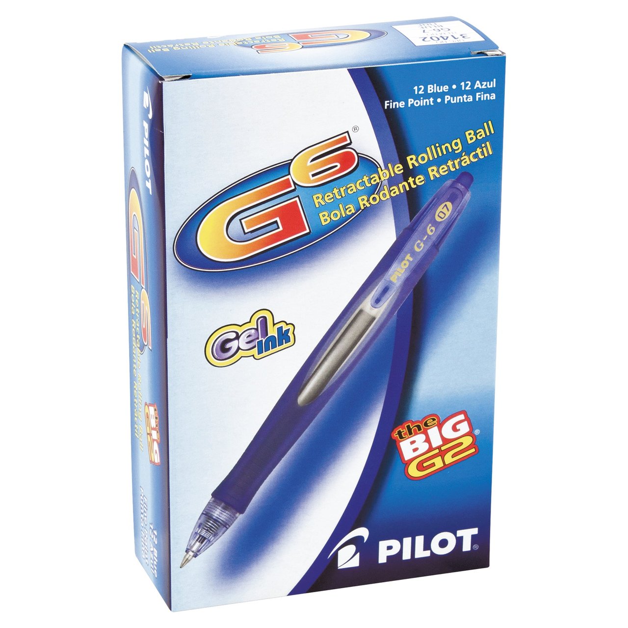 Pilot G6 Gel Retractable Roller Ball Pens, Blue Ink, 12-Pack - Image 1
