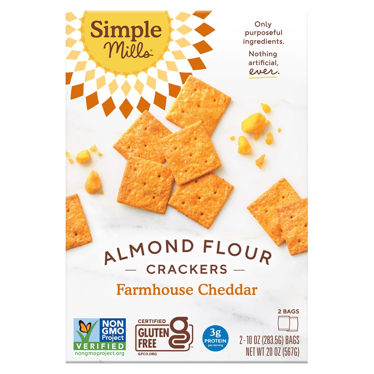 Simple Mills Farmhouse Cheddar Almond Flour Crackers 20 oz - Image 1
