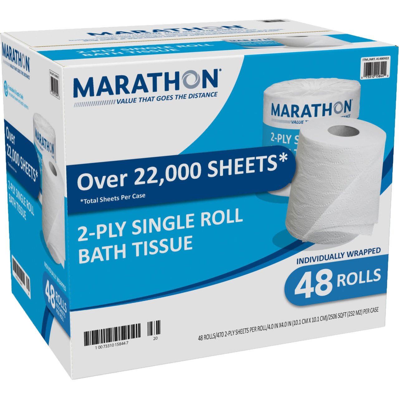 Marathon 2-Ply Bath Tissue, 48 Rolls, 470 Sheets, 2,507 sq ft - Image 1
