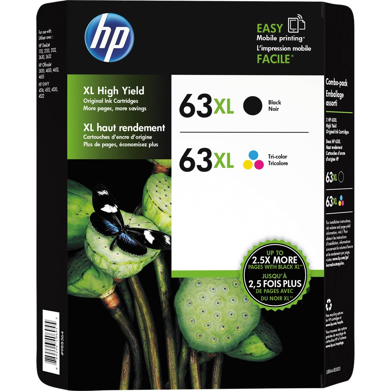 HP 63XL Ink Cartridge Black/Color Combo 2pk - Image 1