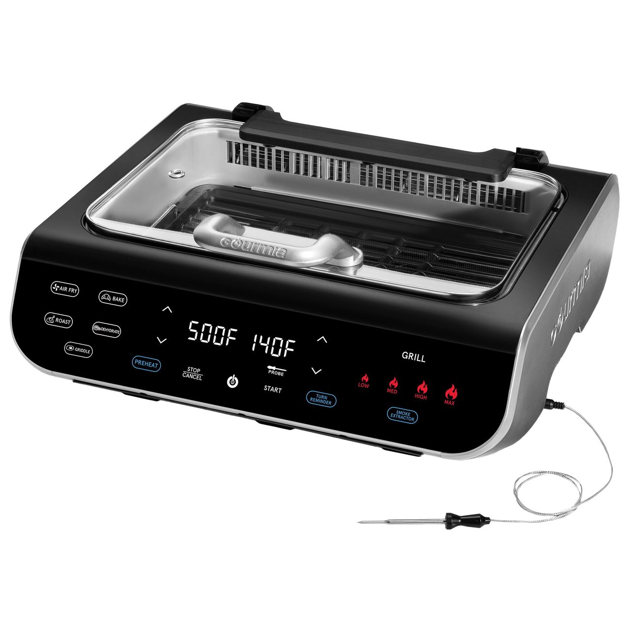 Gourmia FoodStation Smokeless Grill, Griddle & Air Fryer - Image 1