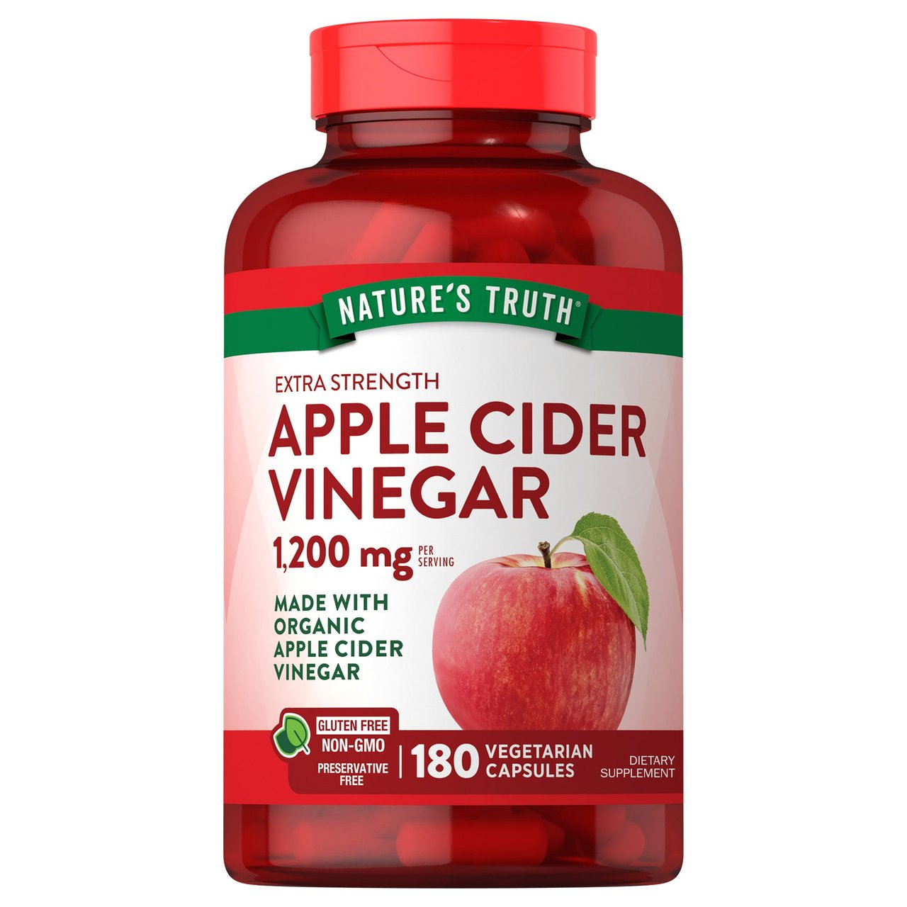 Nature's Truth Apple Cider Vinegar 1200mg, 180 Capsules - Image 1